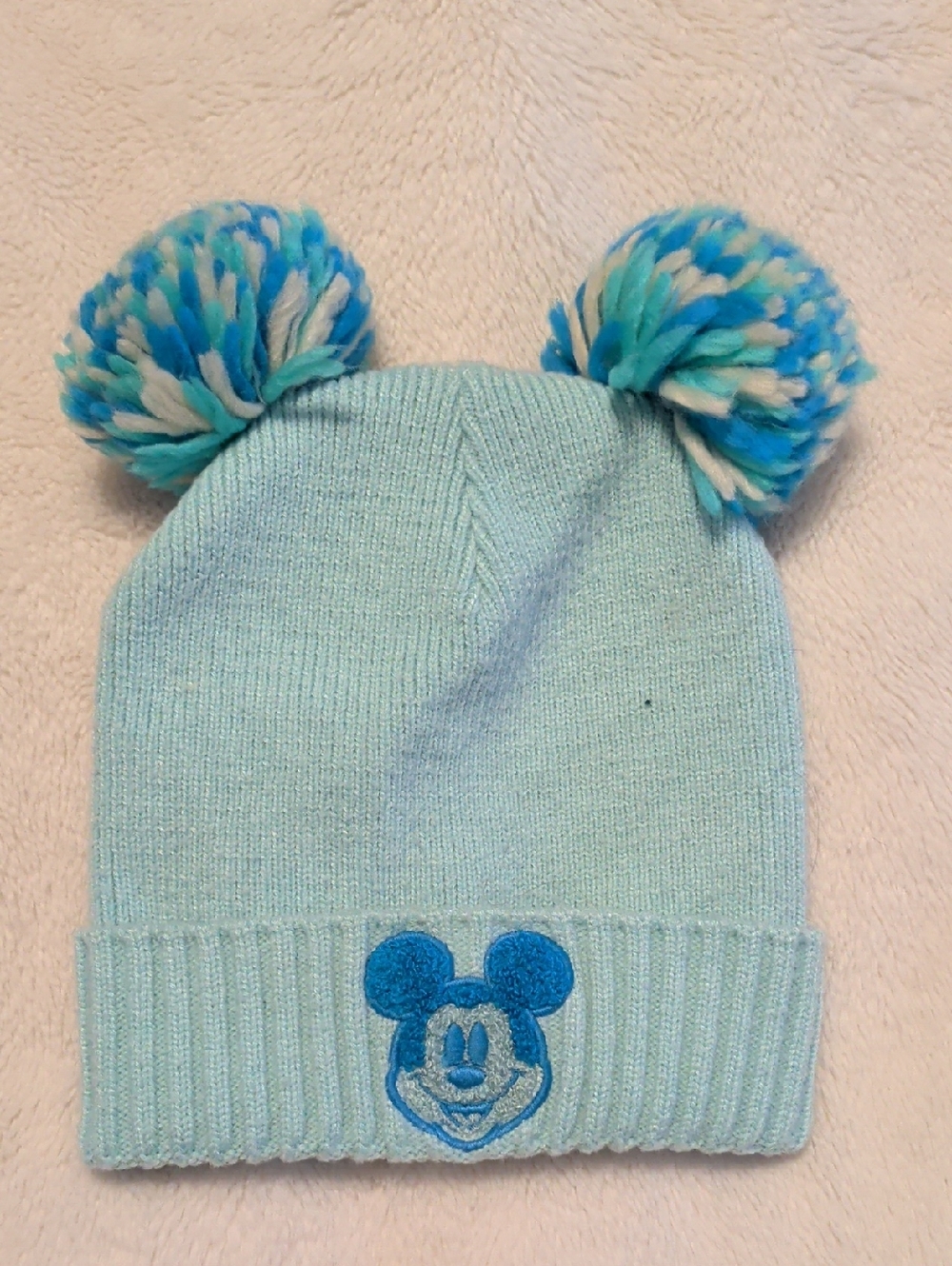 Kids Light Blue Knit Pom Beanie - Mickey Mouse - Walt Disney World